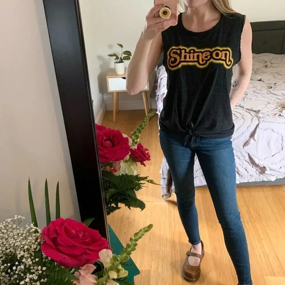 Chaser x Free People Shine On Tie Front Tank Top - Picture 1 of 8